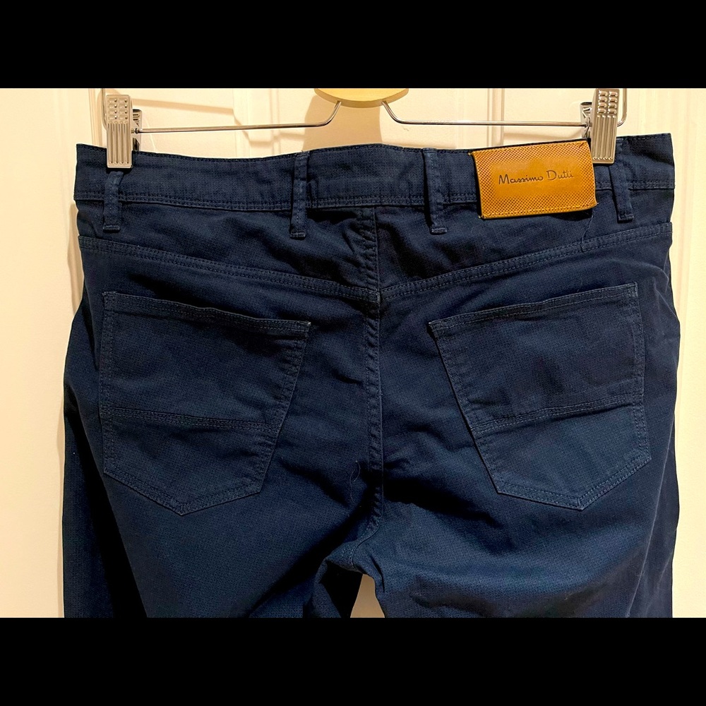 Massimo Dutti Slim Fit Navy Patterned Chinos